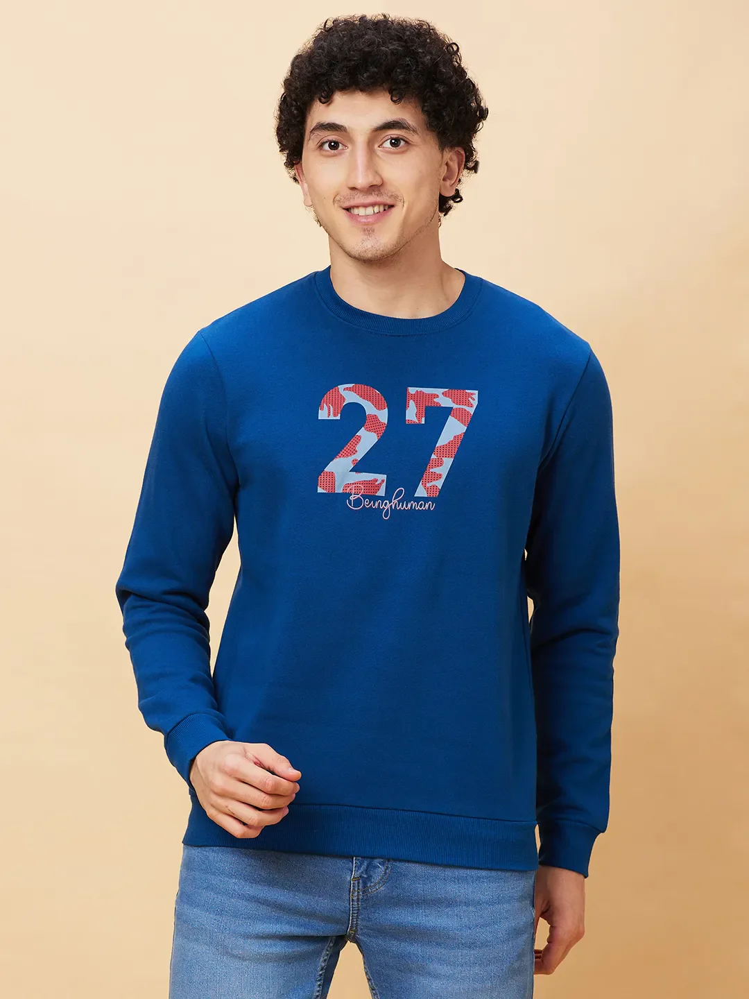 Blue Regular Fit Round Neck Long Sleeves Men's Sweatshirt by Being Human Clothing