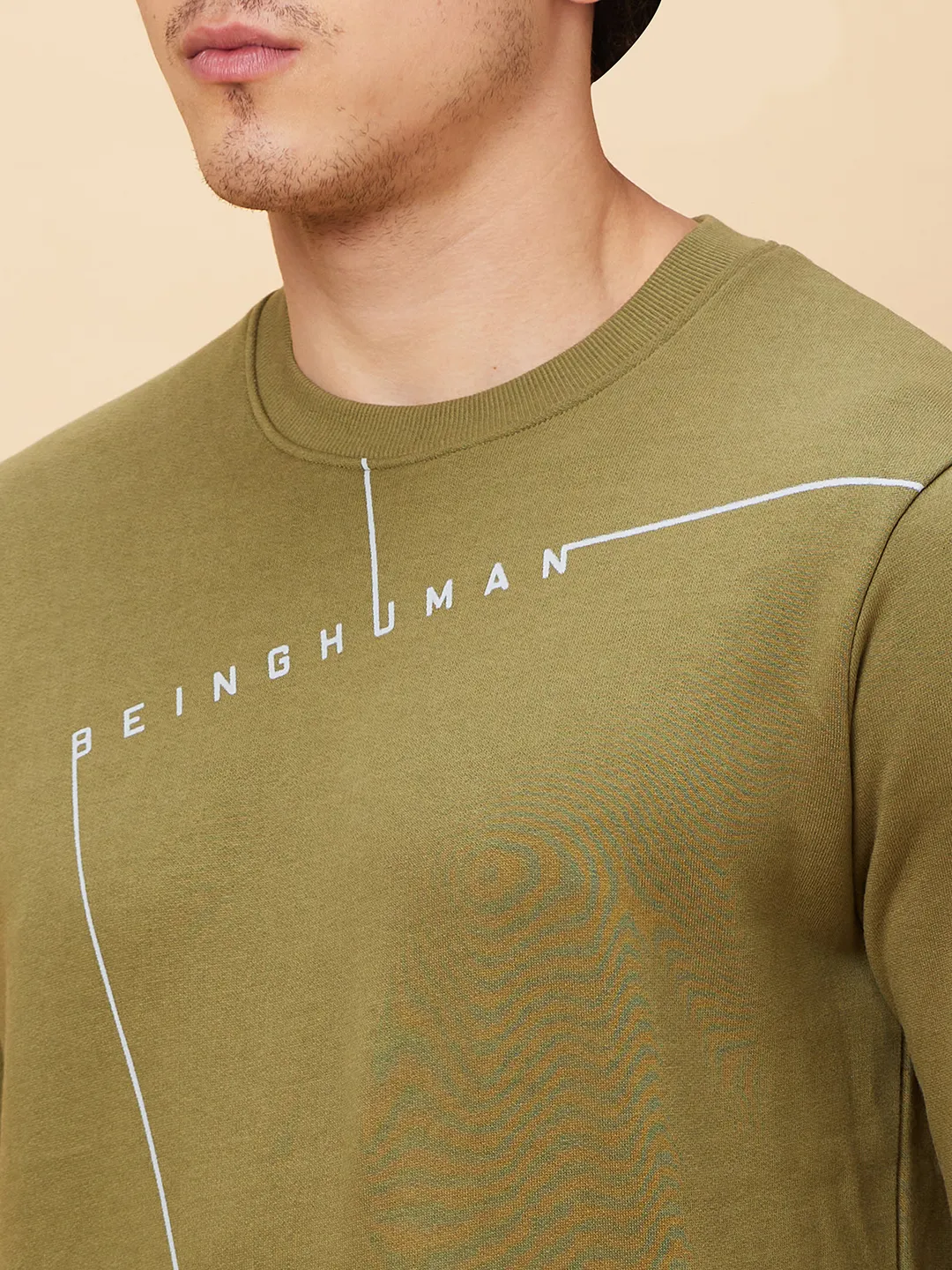 Olive Regular Fit Round Neck Long Sleeves Men's Sweatshirt by Being Human Clothing