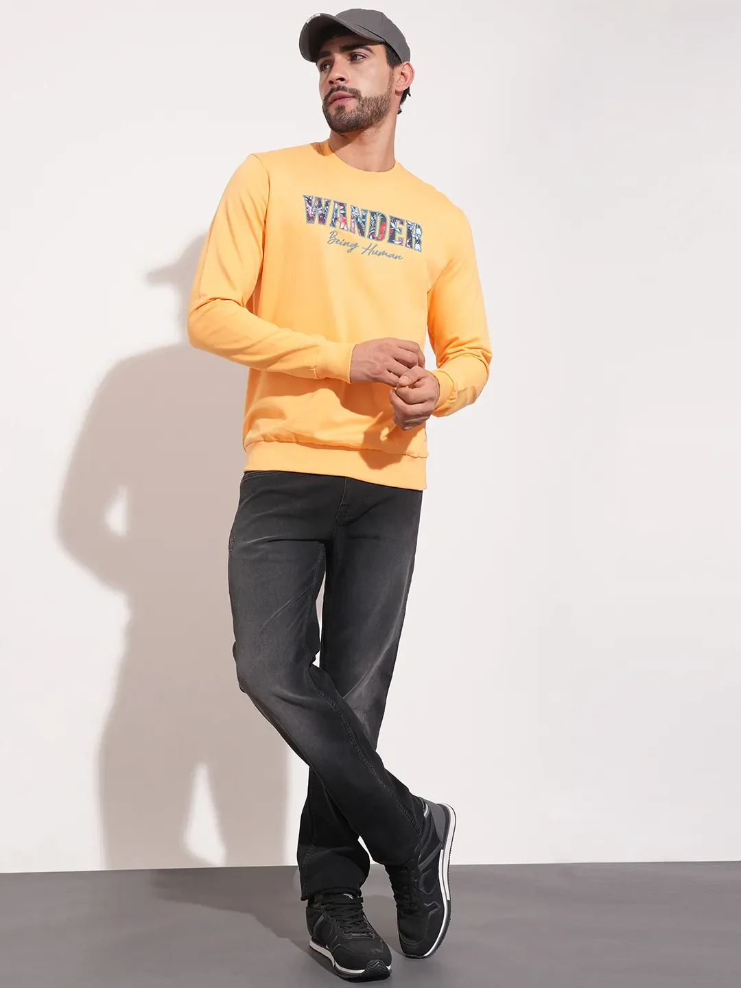 Orange Regular Fit Round Neck Long Sleeves Men's Sweatshirt by Being Human Clothing - Image 2