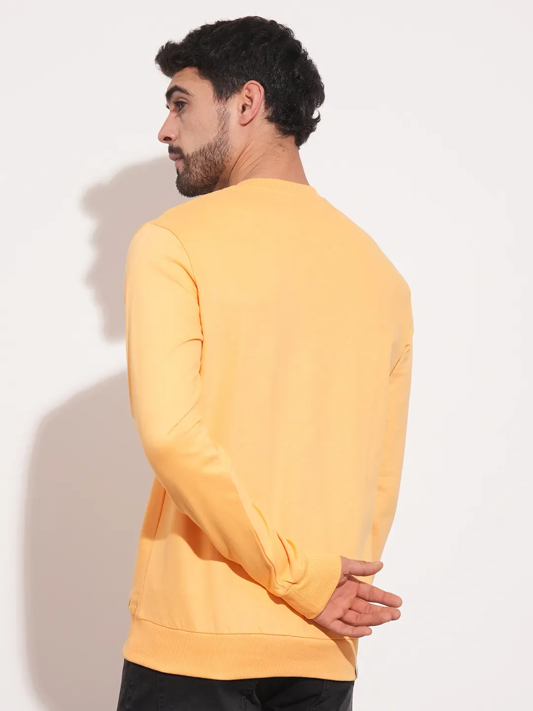 Orange Regular Fit Round Neck Long Sleeves Men's Sweatshirt by Being Human Clothing - Image 3