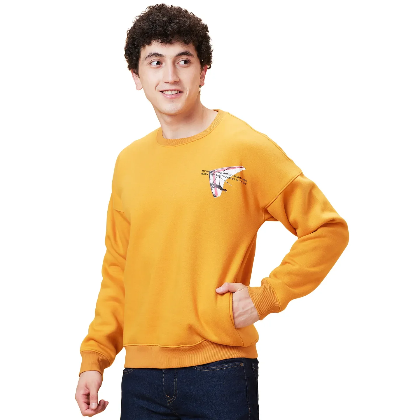 Orange Regular Fit Round Neck Long Sleeves Men's Sweatshirt by Being Human Clothing - Image 4
