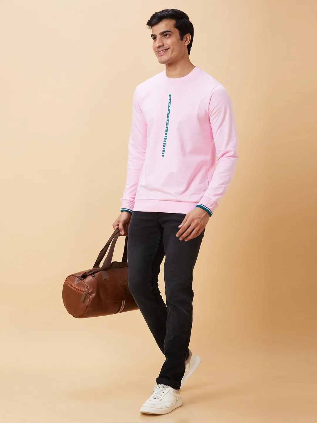 Pink Regular Fit Round Neck Long Sleeves Men's Sweatshirt by Being Human Clothing - Image 5