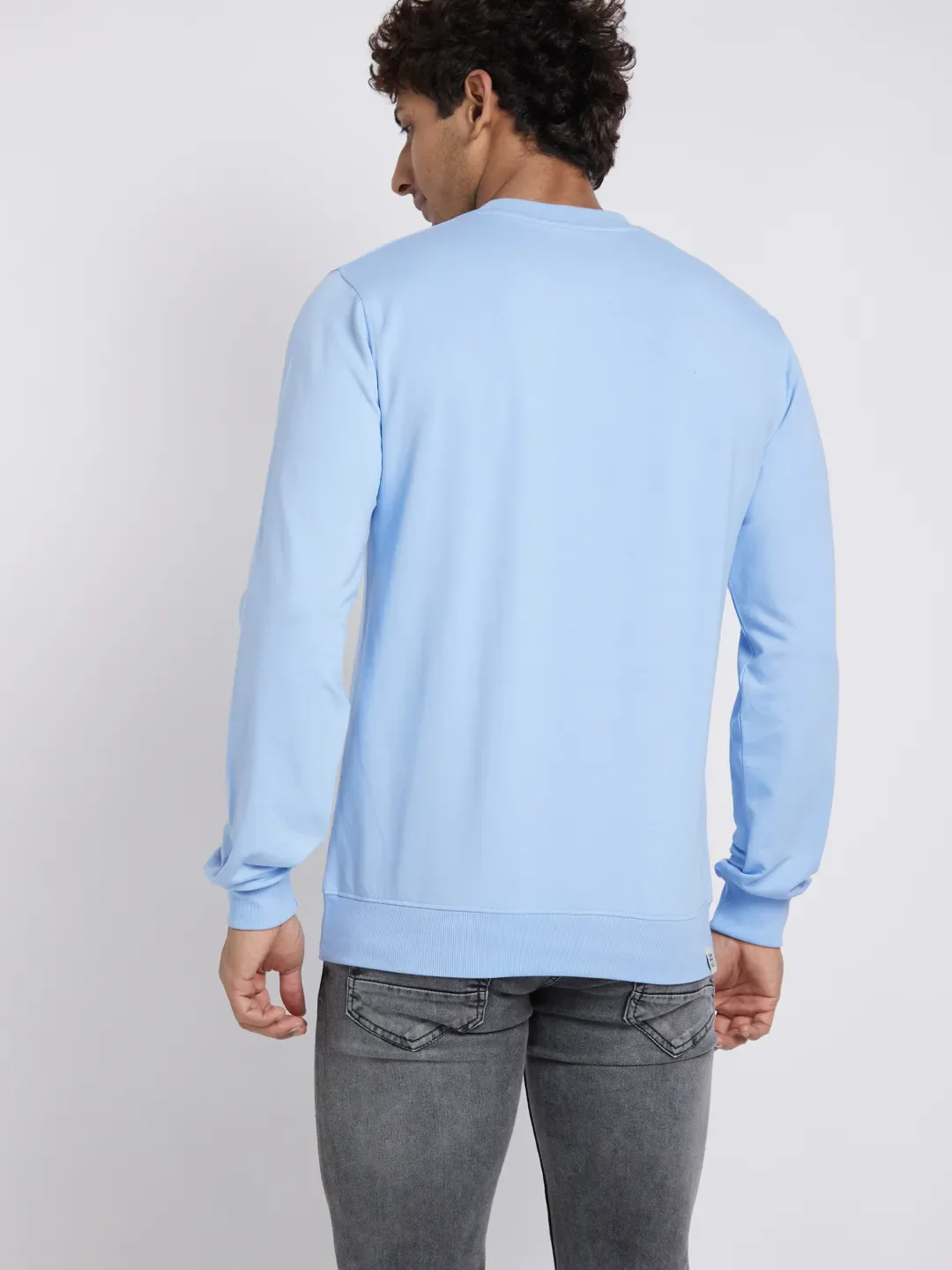 Sky Blue Regular Fit Round Neck Men's Sweatshirt by Being Human Clothing - Image 3