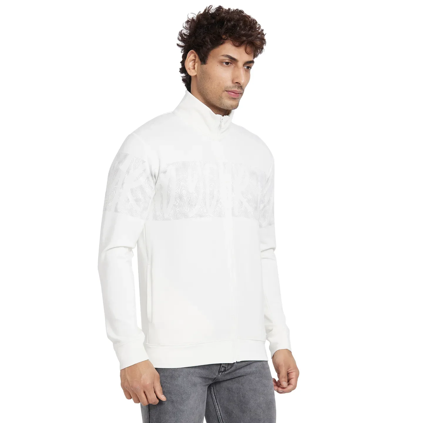 White Regular Fit Round Neck Long Sleeves Men's Sweatshirt by Being Human Clothing - Image 3