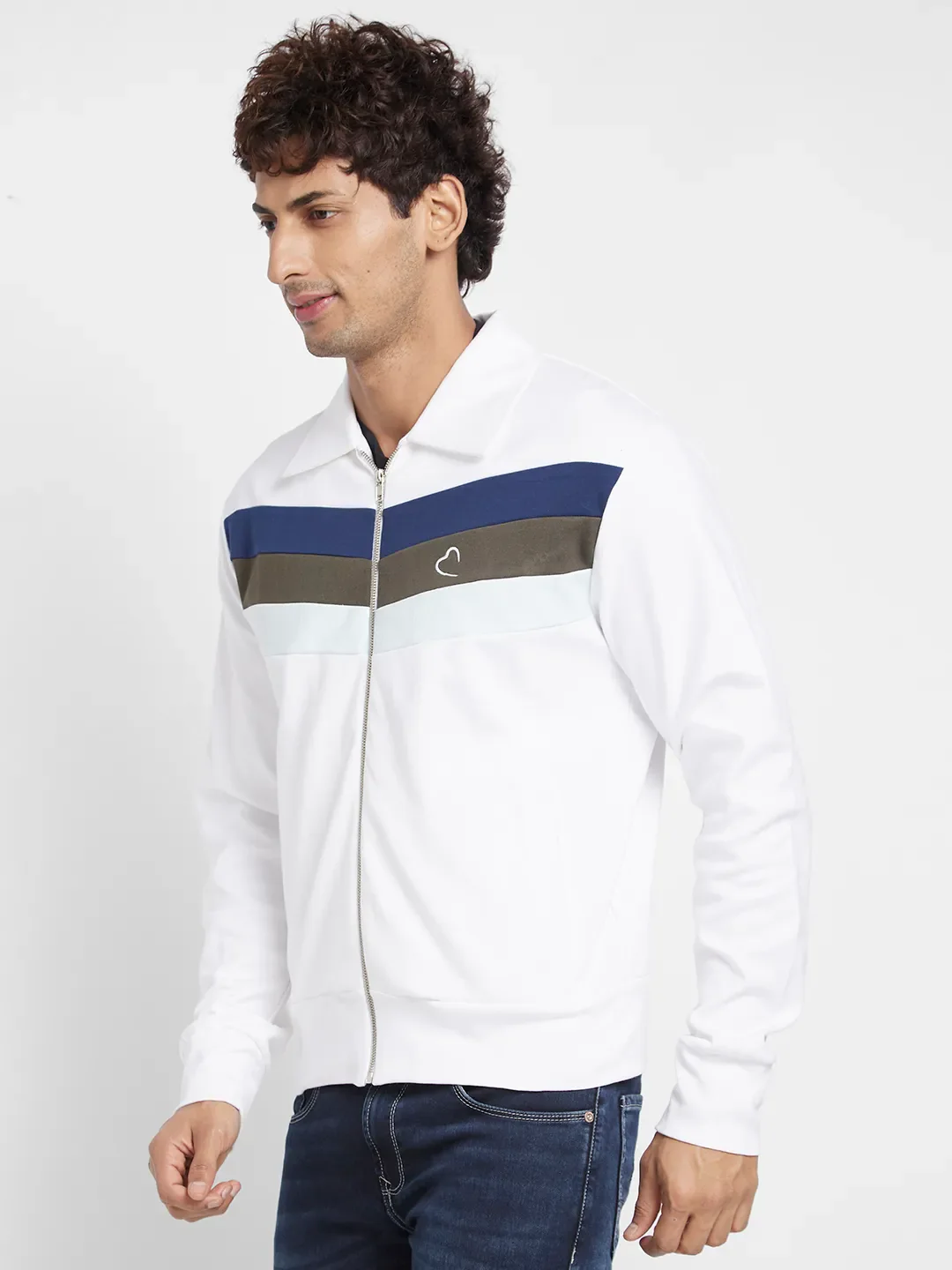 White Regular Fit Round Neck Long Sleeves Men's Sweatshirt by Being Human Clothing - Image 3
