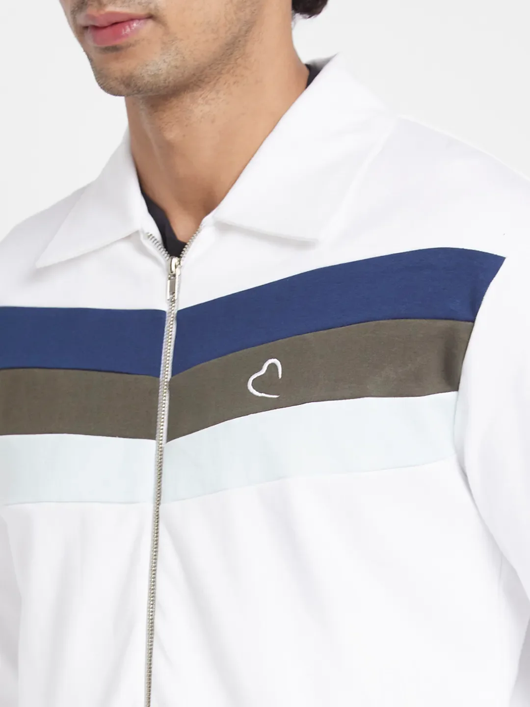 White Regular Fit Round Neck Long Sleeves Men's Sweatshirt by Being Human Clothing - Image 5