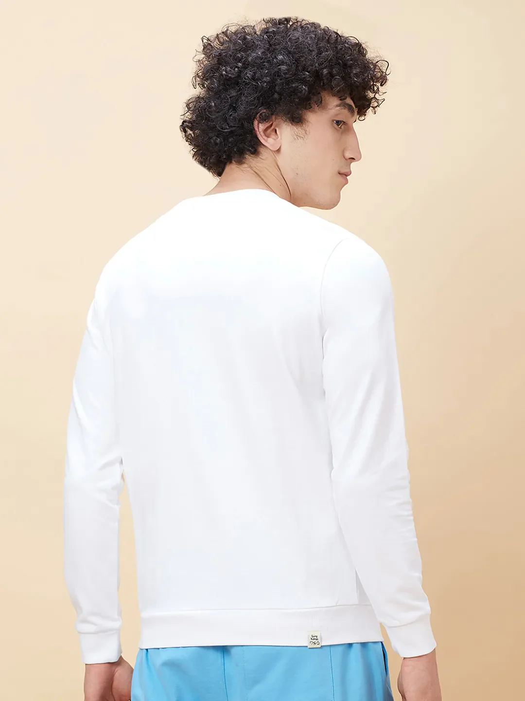 White Regular Fit Round Neck Long Sleeves Men's Sweatshirt by Being Human Clothing - Image 3