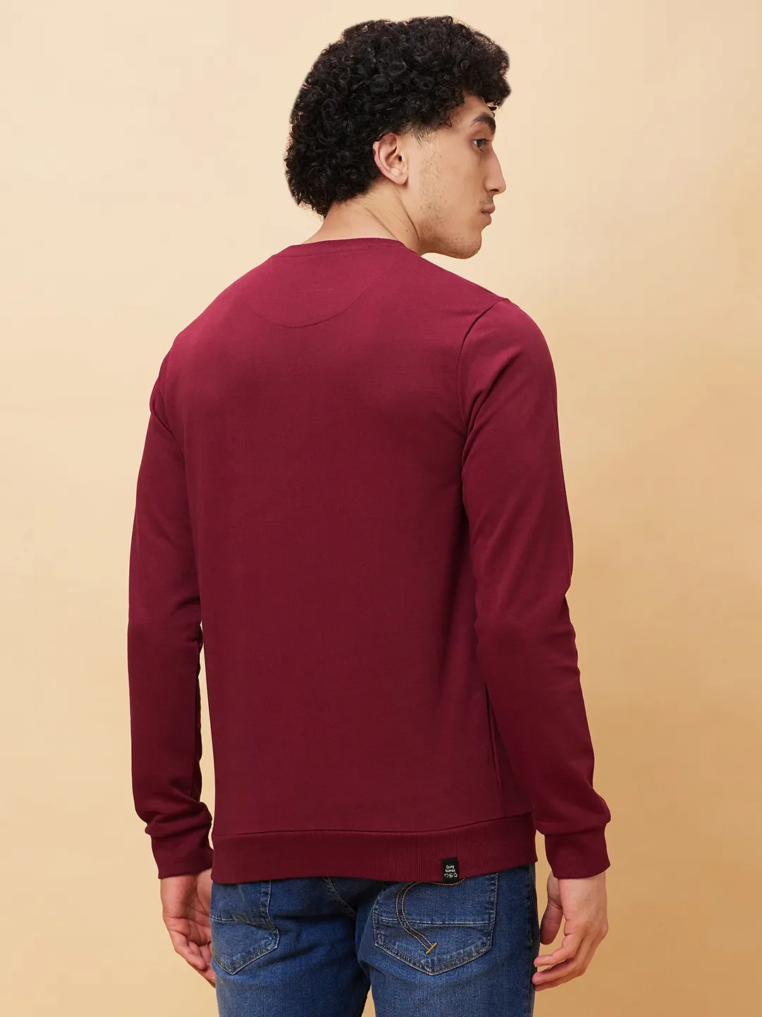 Red Regular Fit Round Neck Long Sleeves Men's Sweatshirt by Being Human Clothing - Image 3