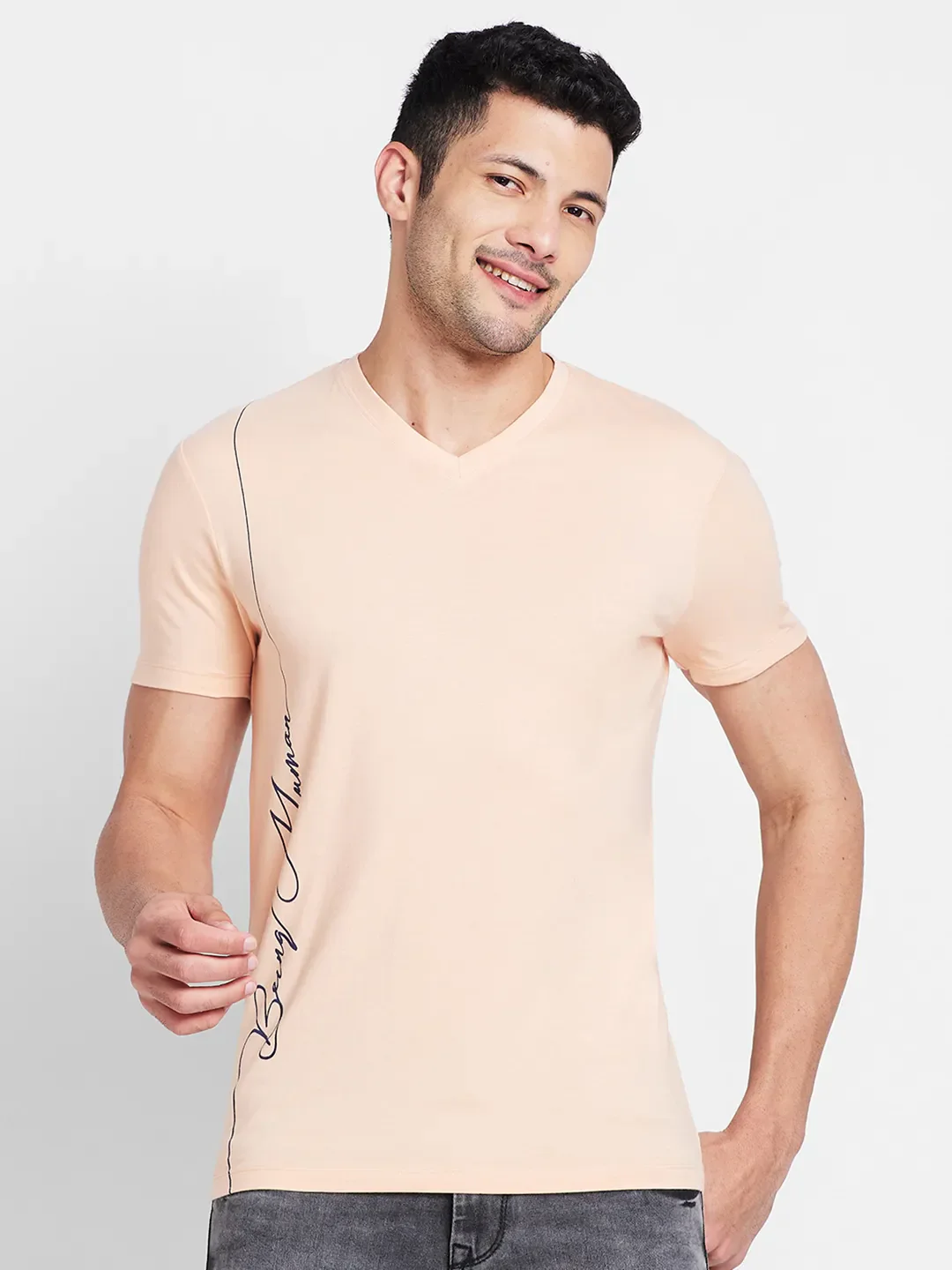 Apricot Regular Fit Round Neck Men's T-Shirt by Being Human Clothing