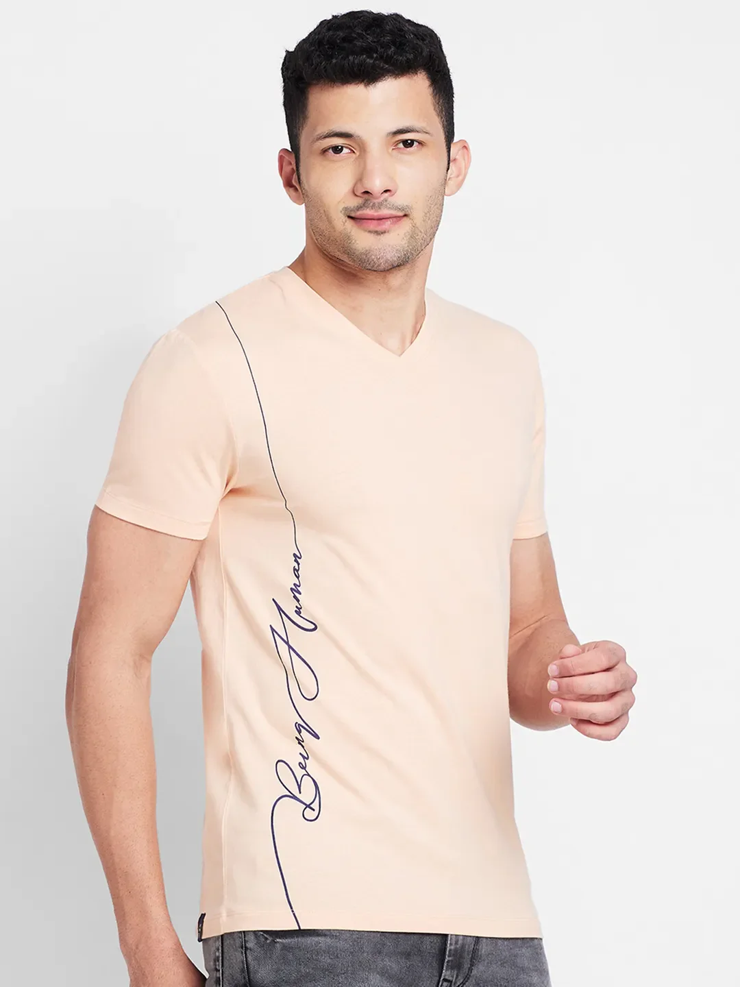 Apricot Regular Fit Round Neck Men's T-Shirt by Being Human Clothing - Image 4