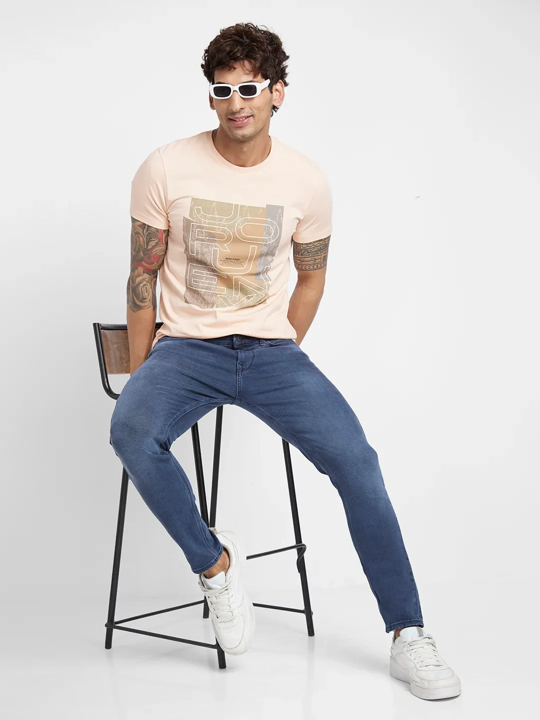 Apricot Regular Fit Round Neck Men's T-Shirt by Being Human Clothing - Image 5