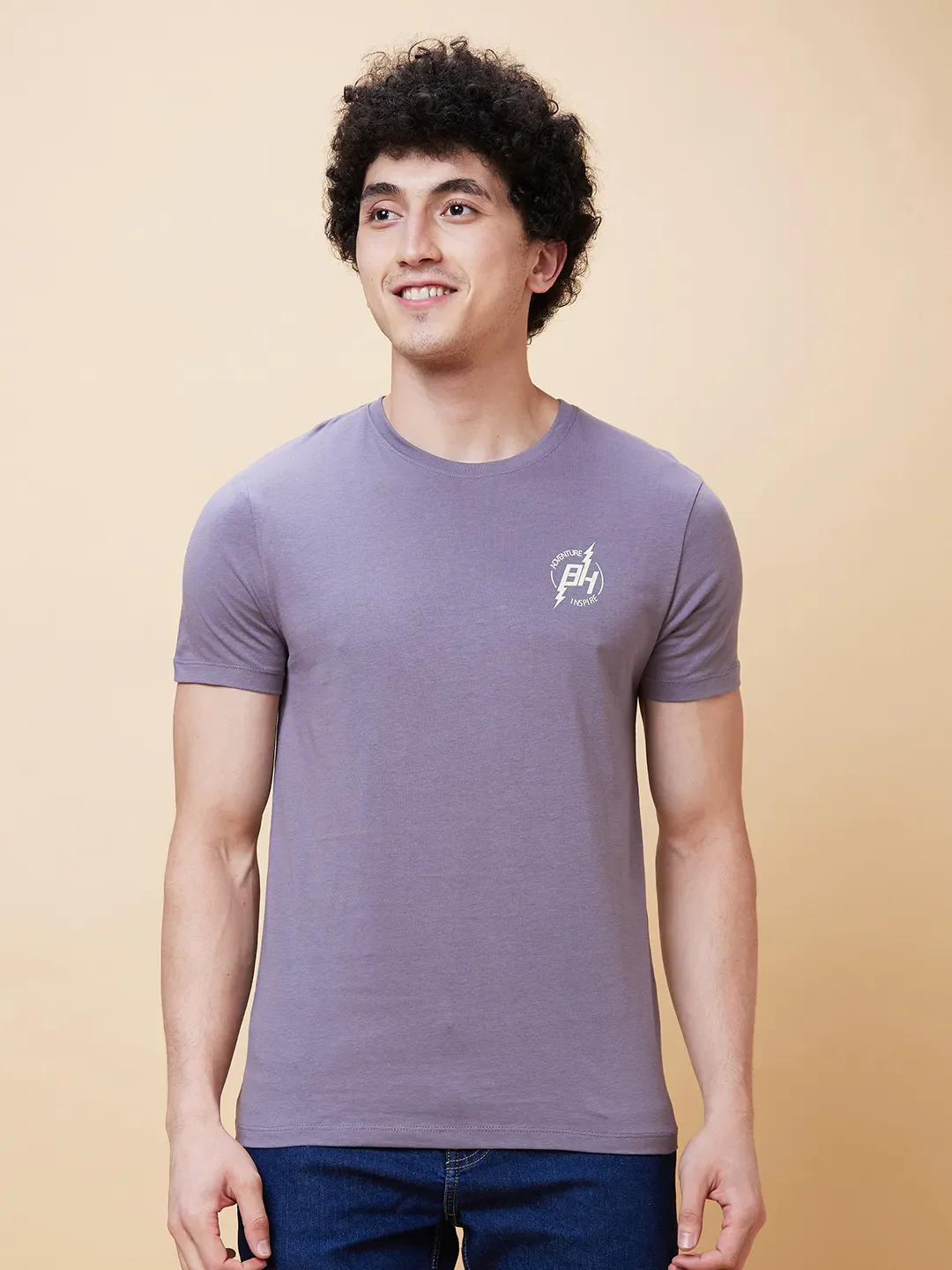Grey Regular Fit Men's Short Sleeves T-Shirt by Being Human Clothing
