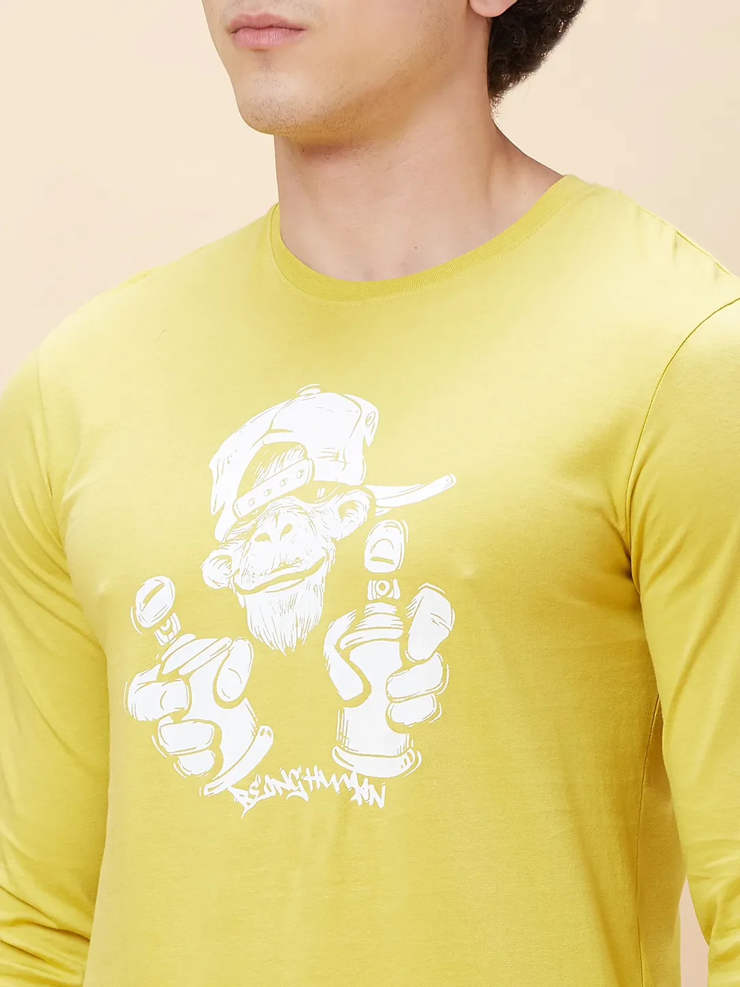 Yellow Regular Fit Men's Long Sleeves T-Shirt by Being Human Clothing - Image 5