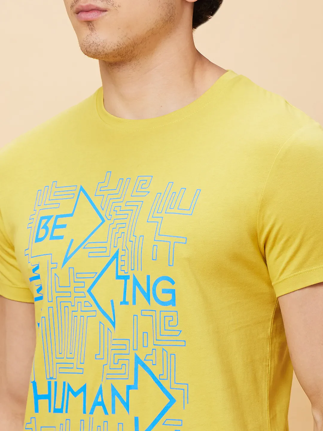 Yellow Regular Fit Men's Short Sleeves T-Shirt by Being Human Clothing - Image 5