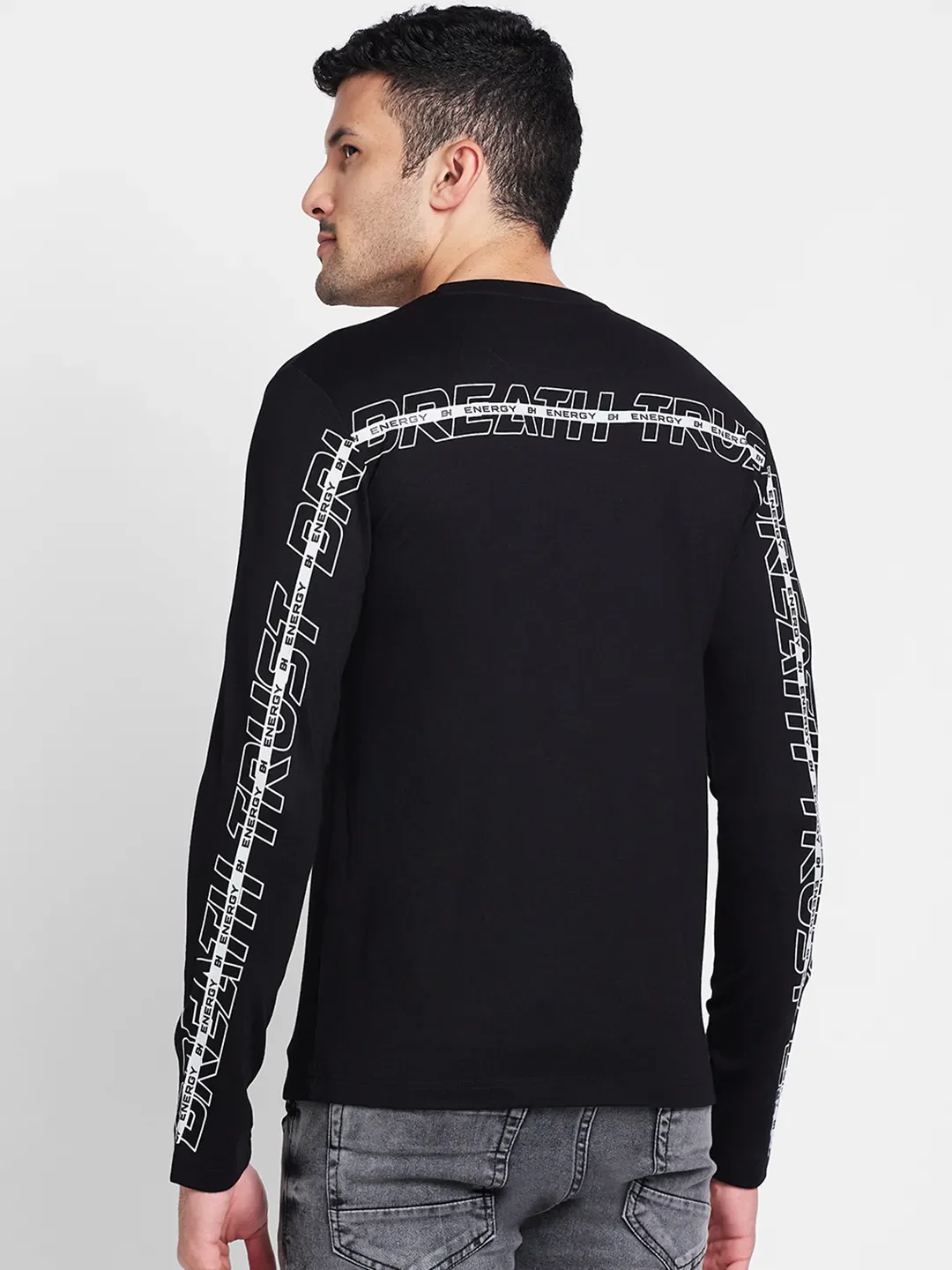 Black Regular Fit Round Neck Men's T-Shirt by Being Human Clothing - Image 3