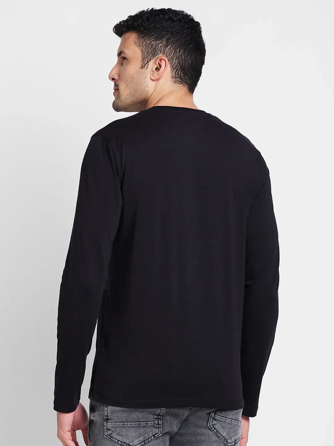 Black Regular Fit Round Neck Men's T-Shirt by Being Human Clothing