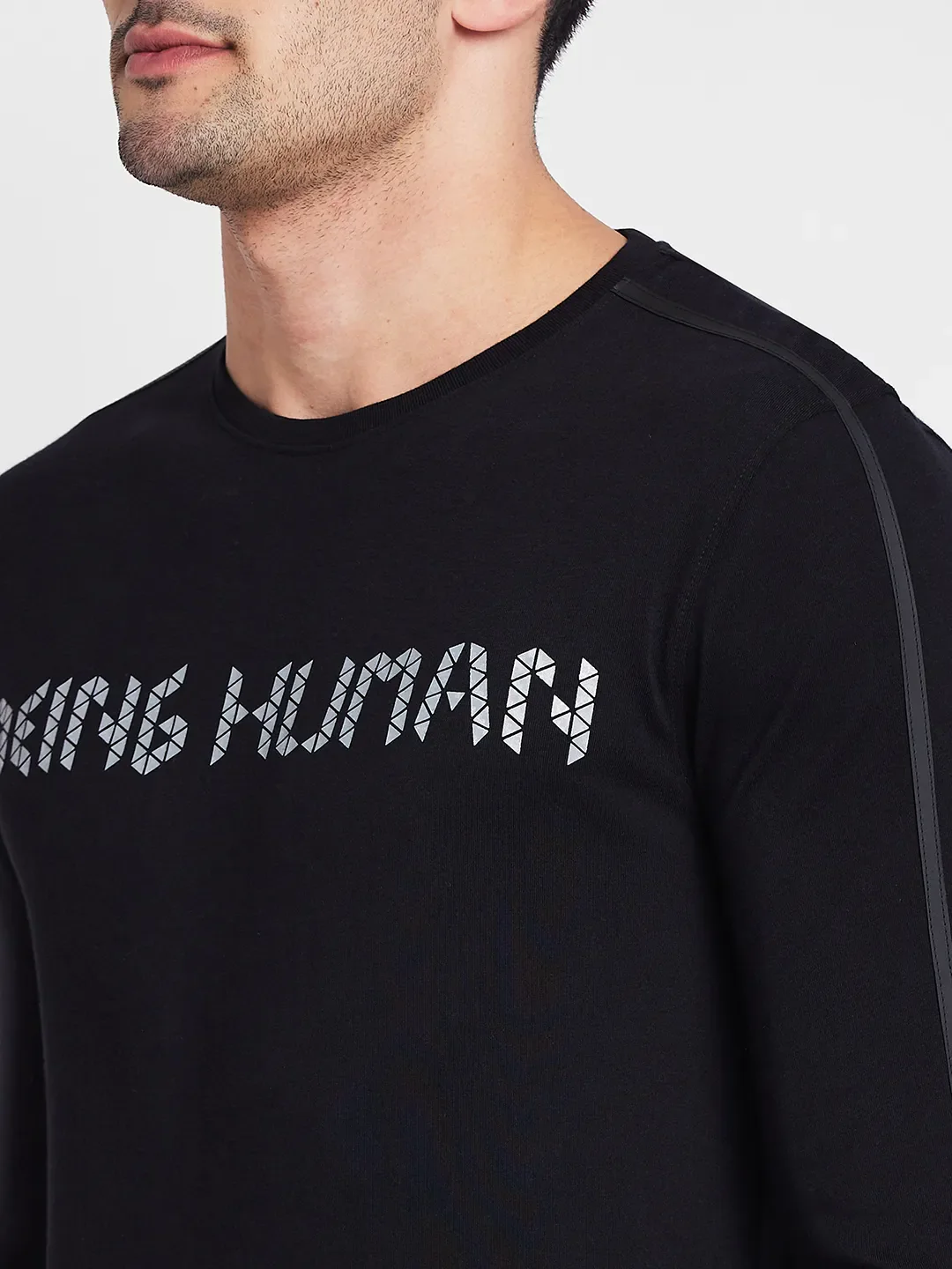 Black Regular Fit Men's Long Sleeves T-Shirt by Being Human Clothing - Image 2