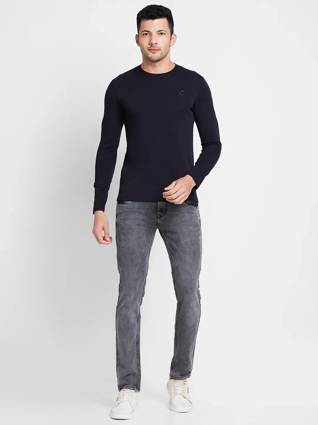 Black Regular Fit Men's Long Sleeves T-Shirt by Being Human Clothing - Image 2
