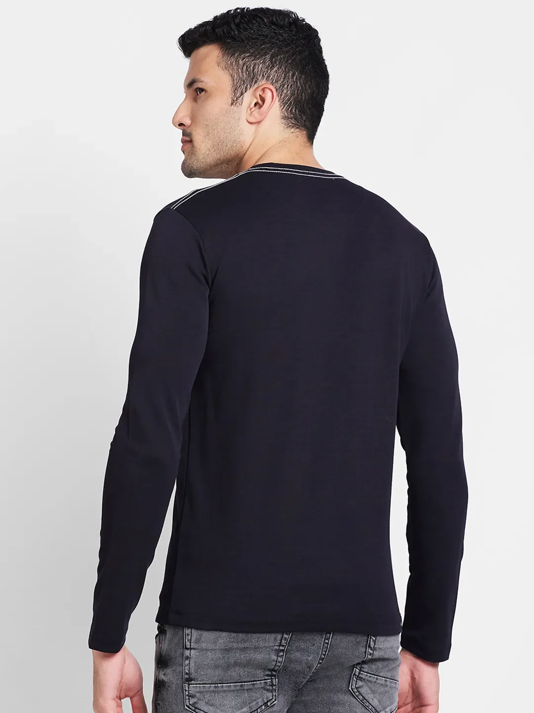 Black Regular Fit Men's Long Sleeves T-Shirt by Being Human Clothing - Image 3