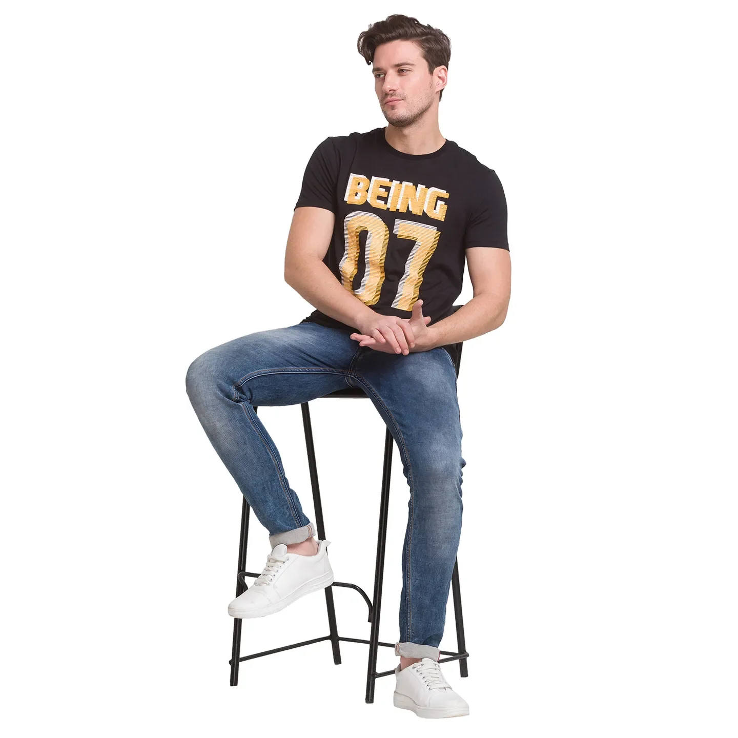 Black Regular Fit Men's Short Sleeves T-Shirt by Being Human Clothing - Image 5