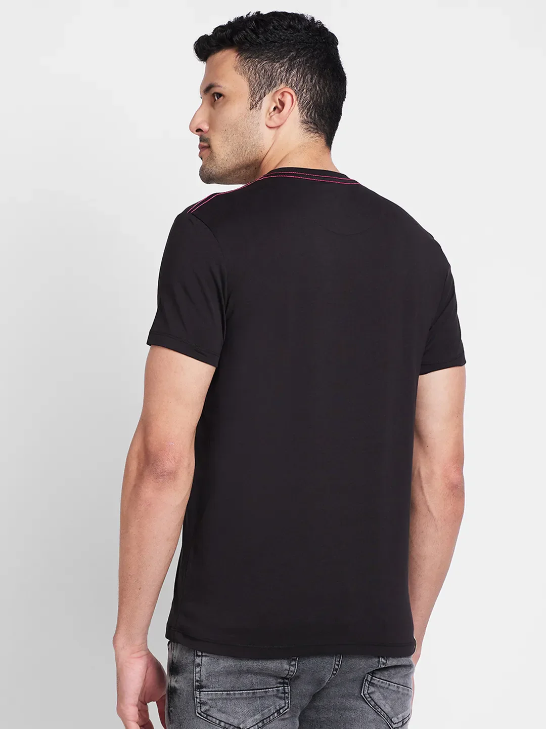 Black Regular Fit Round Neck Men's T-Shirt by Being Human Clothing - Image 3