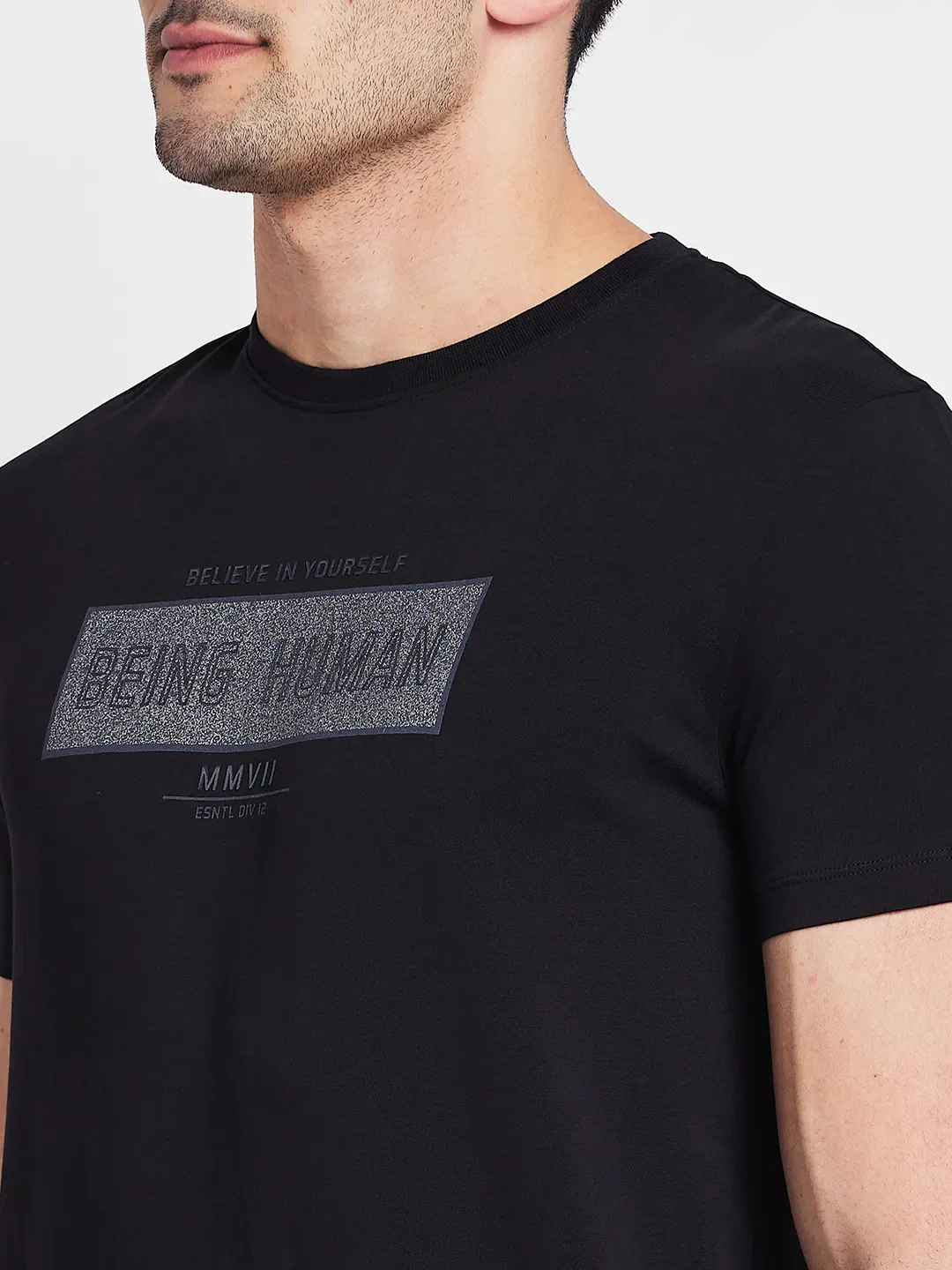 Black Regular Fit Men's Short Sleeves T-Shirt by Being Human Clothing - Image 5