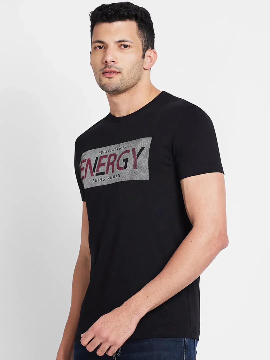 Black Regular Fit Round Neck Men's T-Shirt by Being Human Clothing - Image 4