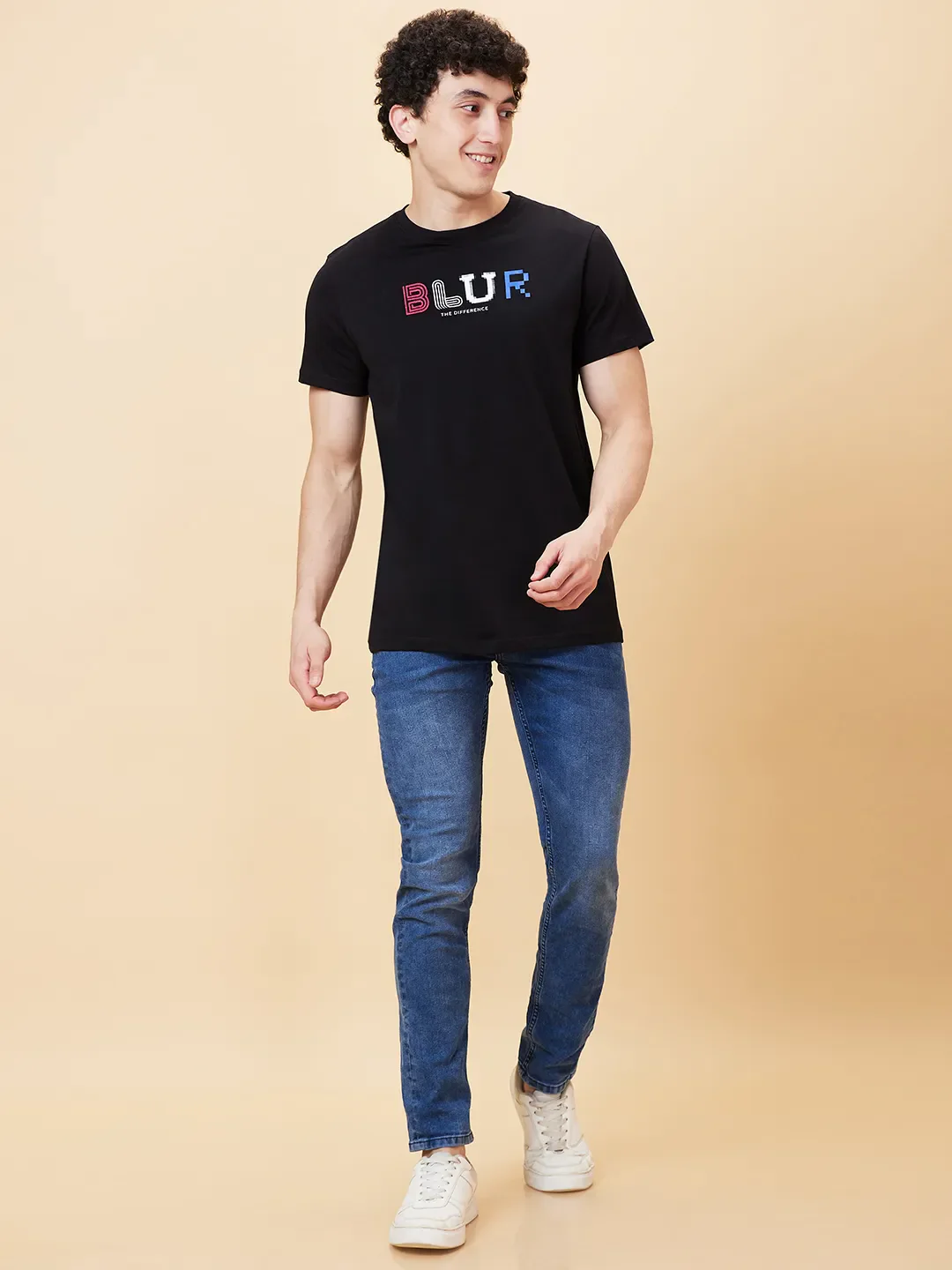 Black Regular Fit Round Neck Men's T-Shirt by Being Human Clothing - Image 2