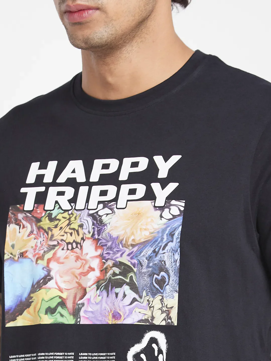 Black Regular Fit Round Neck Men's T-Shirt by Being Human Clothing - Image 5