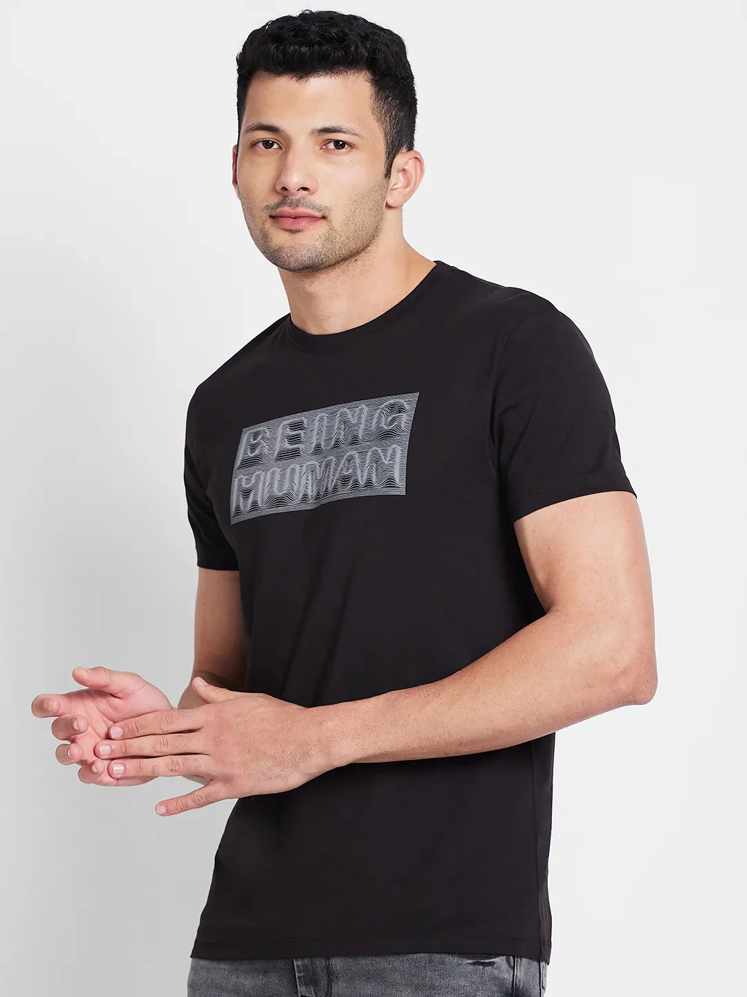 Black Regular Fit Men's Short Sleeves T-Shirt by Being Human Clothing - Image 4