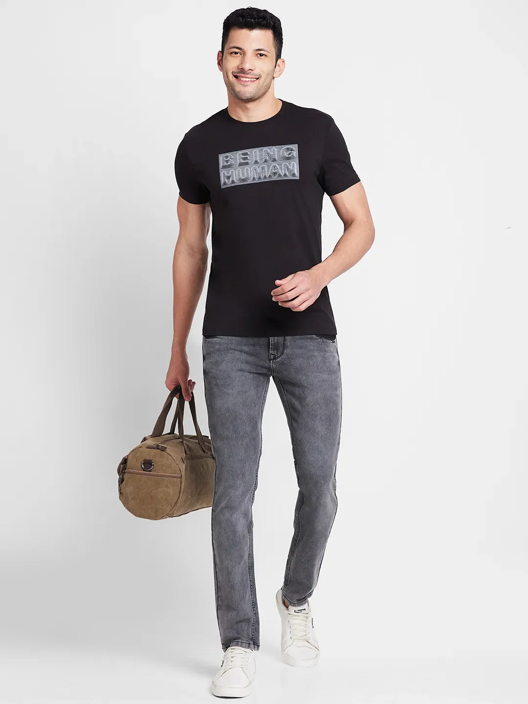Black Regular Fit Men's Short Sleeves T-Shirt by Being Human Clothing - Image 6