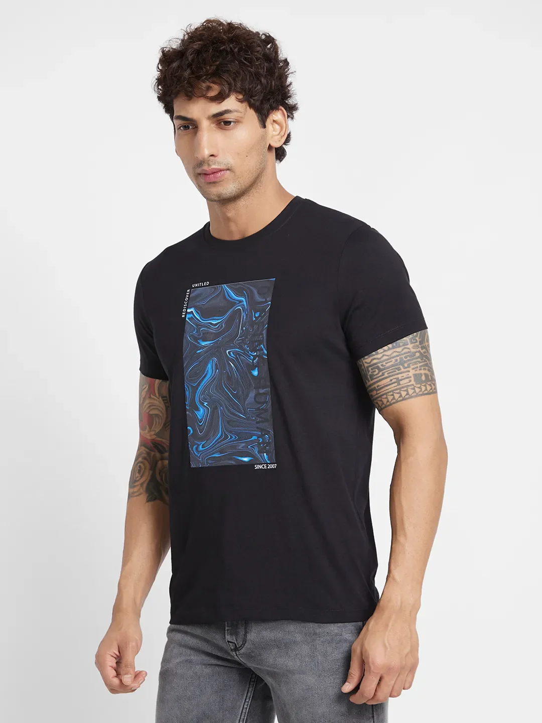 Black Regular Fit Men's Short Sleeves T-Shirt by Being Human Clothing - Image 3
