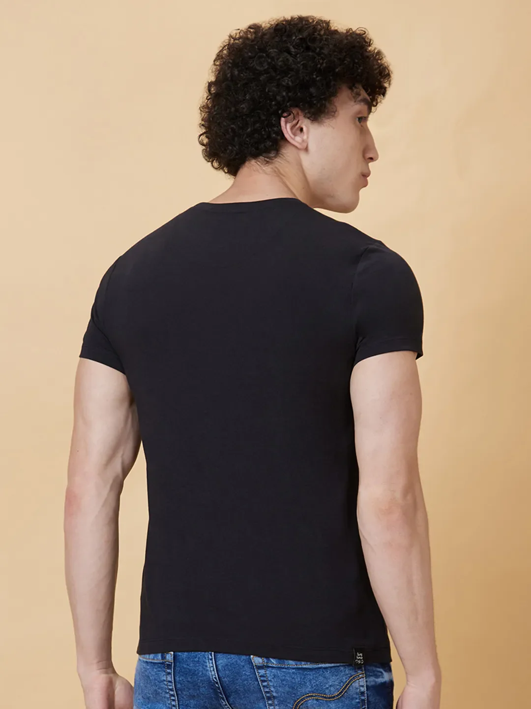 Black Regular Fit Men's Short Sleeves T-Shirt by Being Human Clothing - Image 3