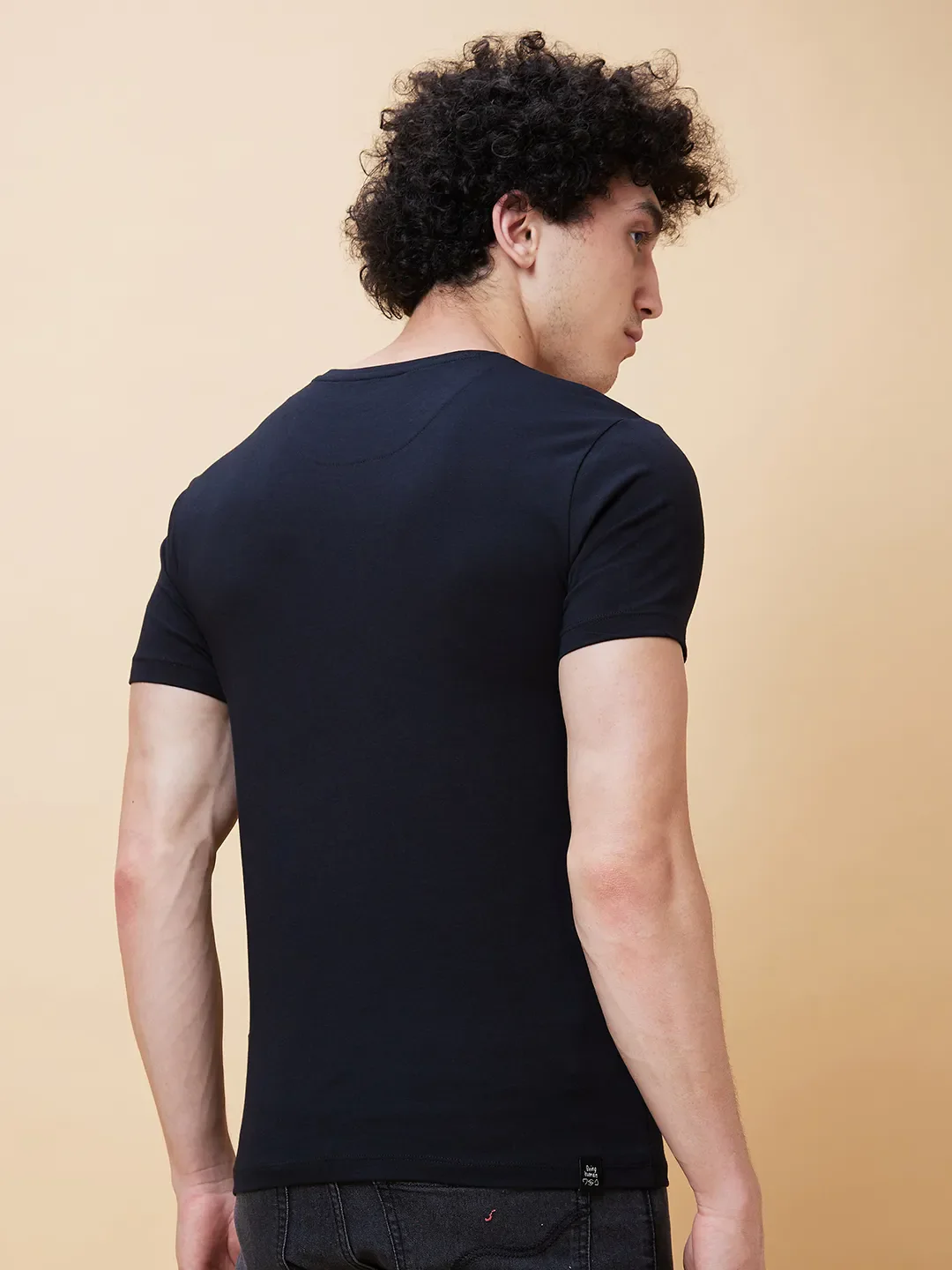 Black Regular Fit Men's Short Sleeves T-Shirt by Being Human Clothing - Image 3