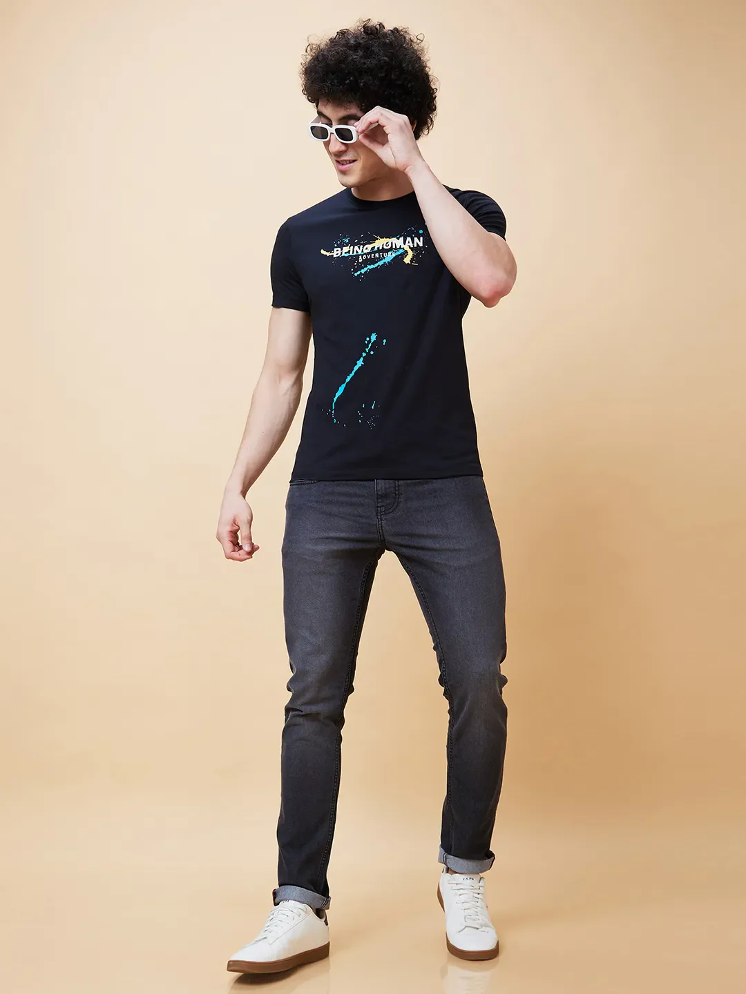 Black Regular Fit Men's Short Sleeves T-Shirt by Being Human Clothing - Image 6