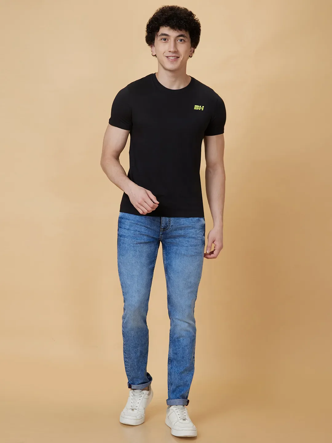 Black Regular Fit Men's Short Sleeves T-Shirt by Being Human Clothing