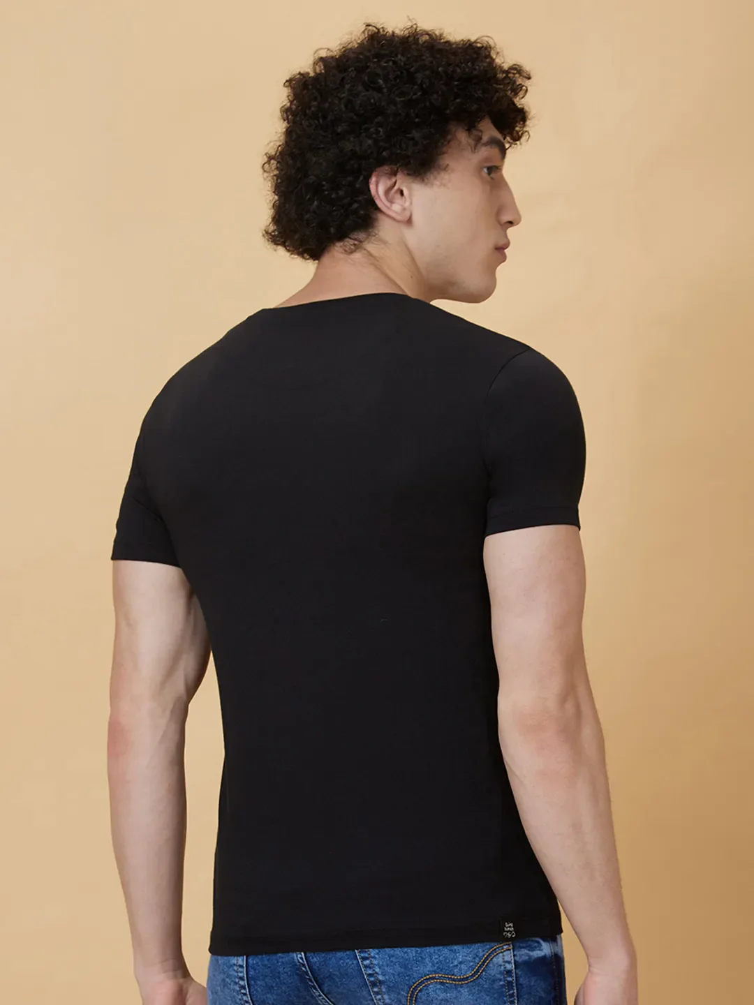 Black Regular Fit Men's Short Sleeves T-Shirt by Being Human Clothing - Image 2