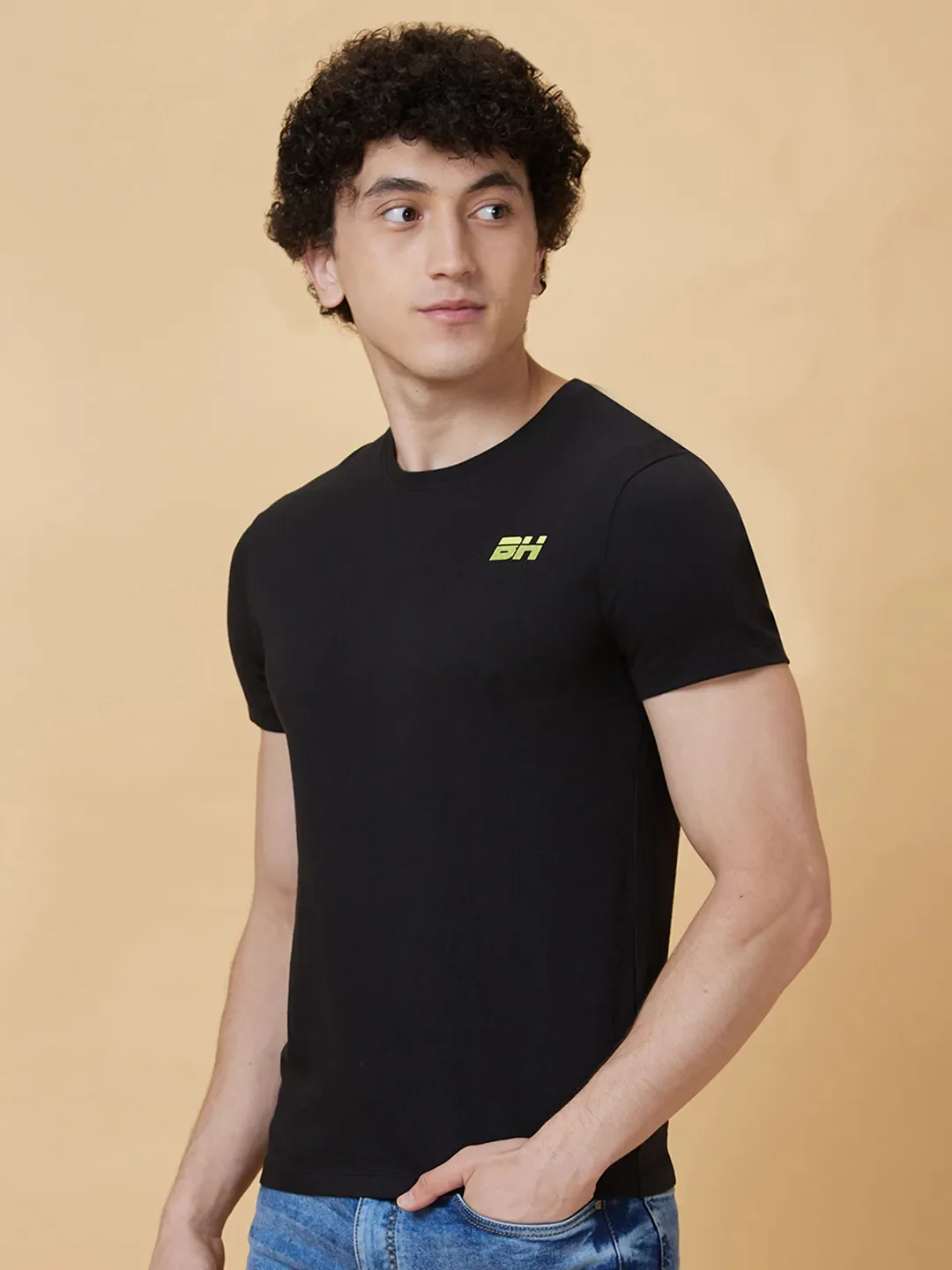 Black Regular Fit Men's Short Sleeves T-Shirt by Being Human Clothing - Image 3