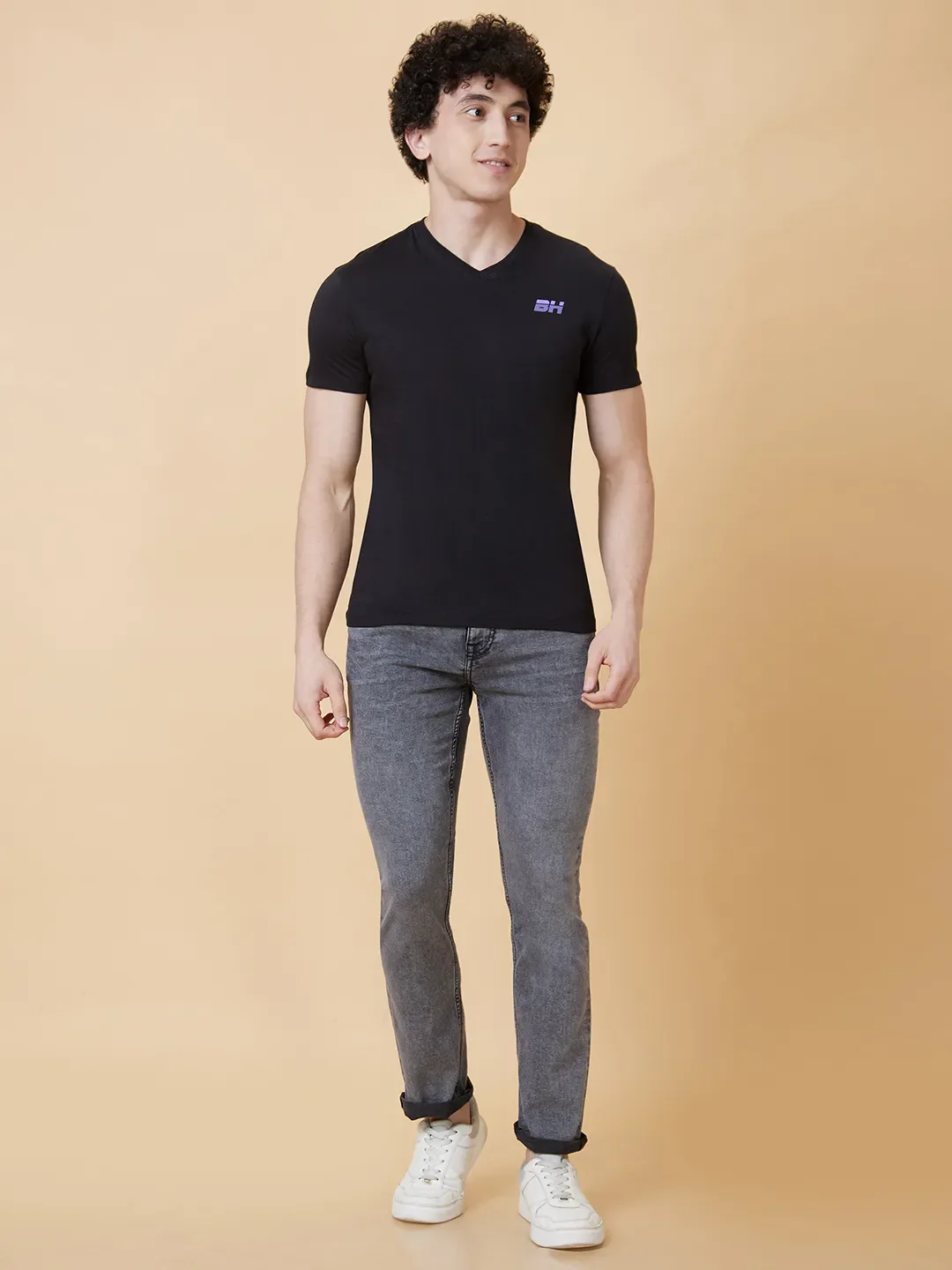 Black Regular Fit Men's Short Sleeves T-Shirt by Being Human Clothing - Image 2