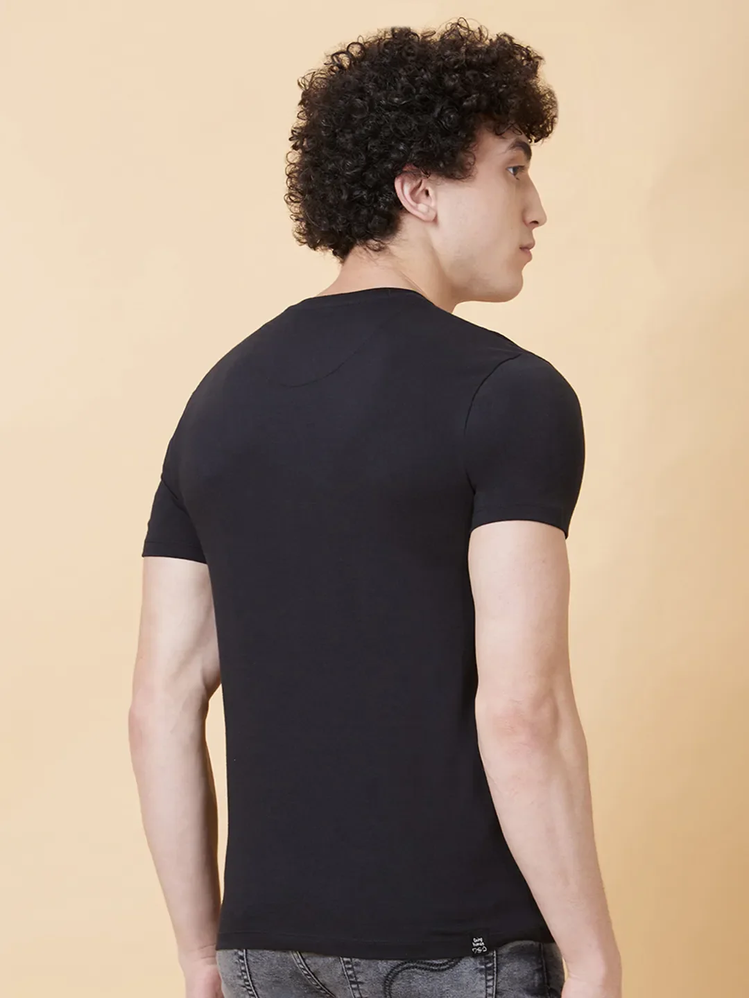 Black Regular Fit Men's Short Sleeves T-Shirt by Being Human Clothing - Image 3