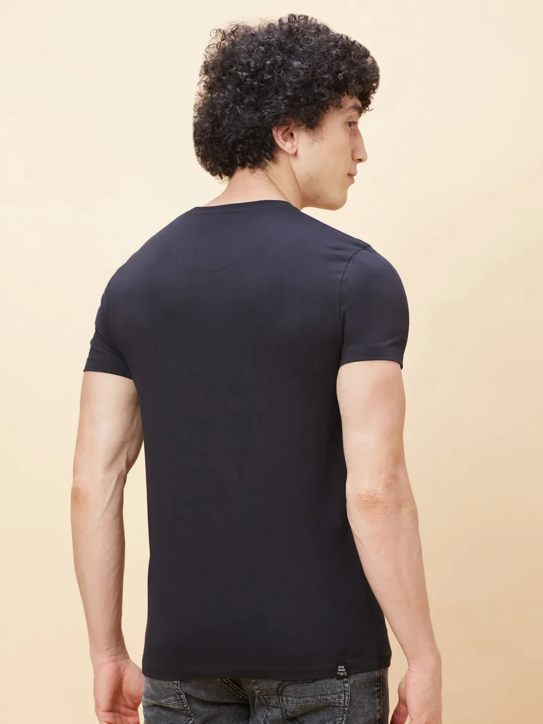 Black Regular Fit Men's Short Sleeves T-Shirt by Being Human Clothing - Image 3