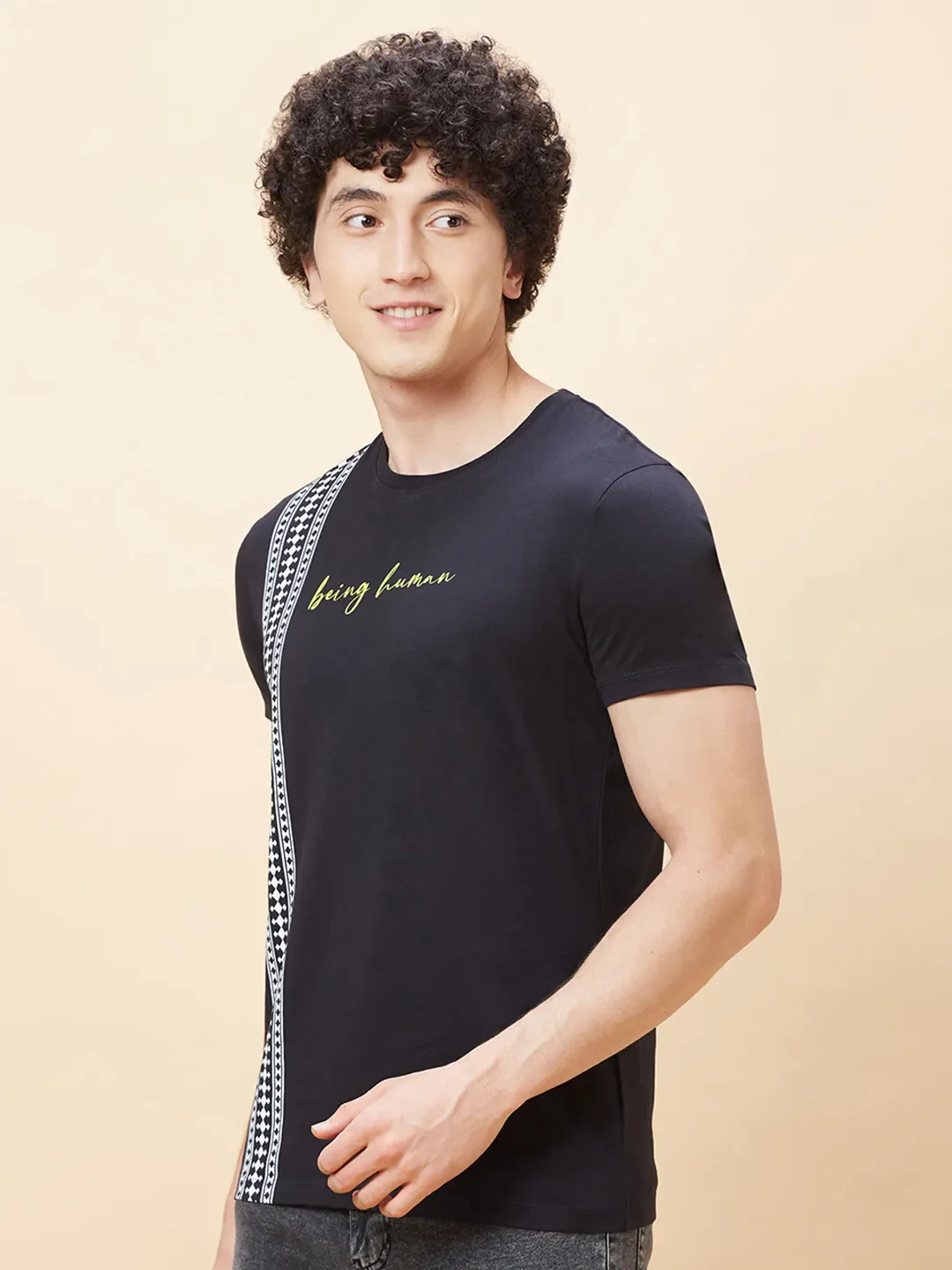 Black Regular Fit Men's Short Sleeves T-Shirt by Being Human Clothing - Image 4