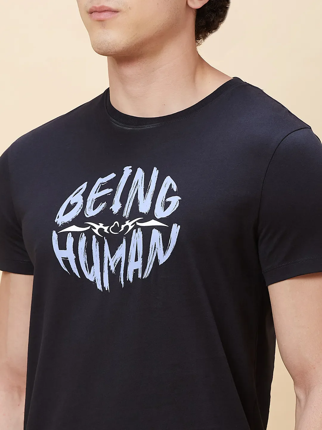 Black Regular Fit Men's Short Sleeves T-Shirt by Being Human Clothing - Image 5