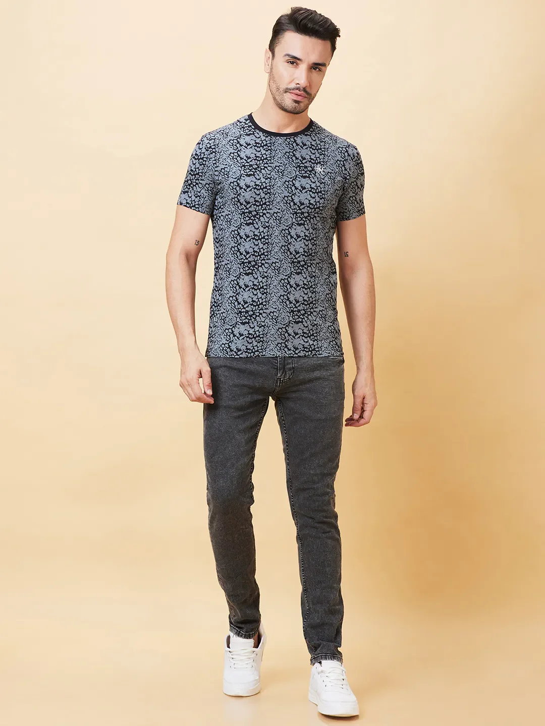 Black Regular Fit Men's Short Sleeves T-Shirt by Being Human Clothing - Image 2