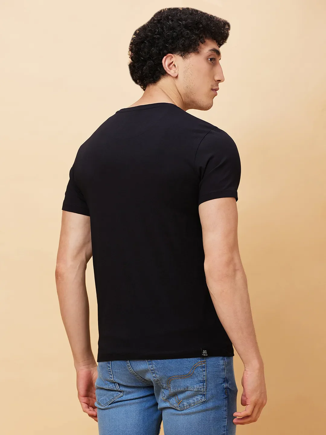 Black Regular Fit Men's Short Sleeves T-Shirt by Being Human Clothing - Image 3