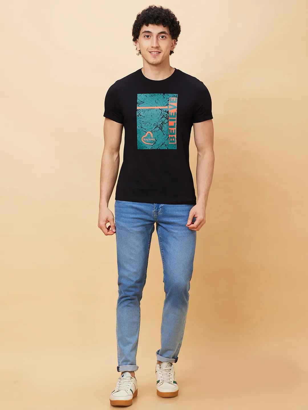 Black Regular Fit Men's Short Sleeves T-Shirt by Being Human Clothing - Image 2