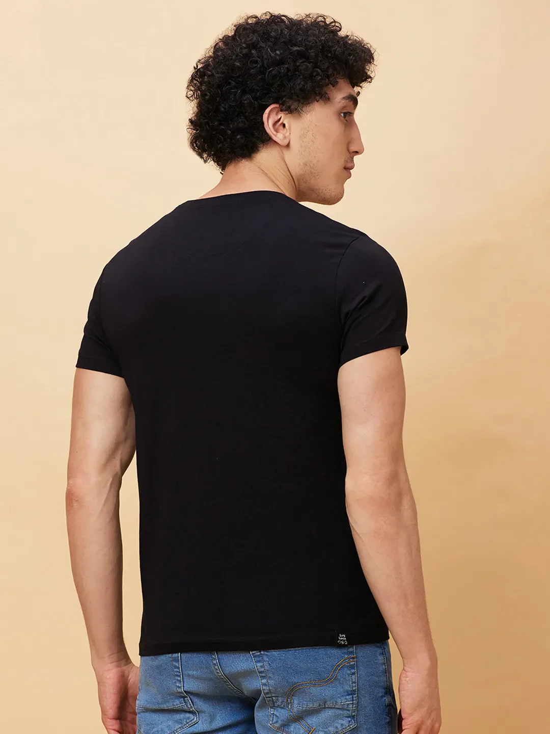 Black Regular Fit Men's Short Sleeves T-Shirt by Being Human Clothing - Image 3