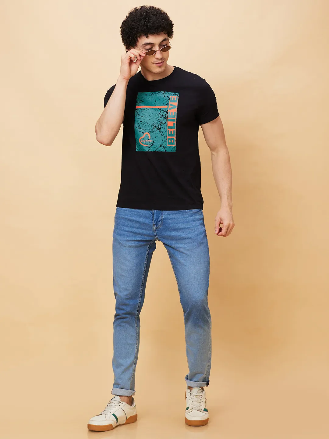 Black Regular Fit Men's Short Sleeves T-Shirt by Being Human Clothing - Image 6