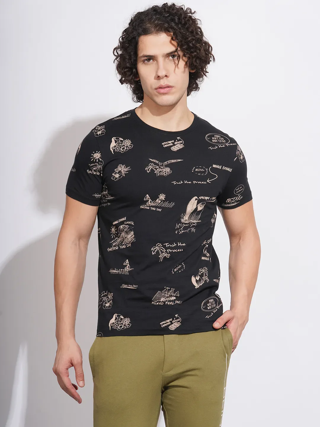 Black Regular Fit Men's Short Sleeves T-Shirt by Being Human Clothing