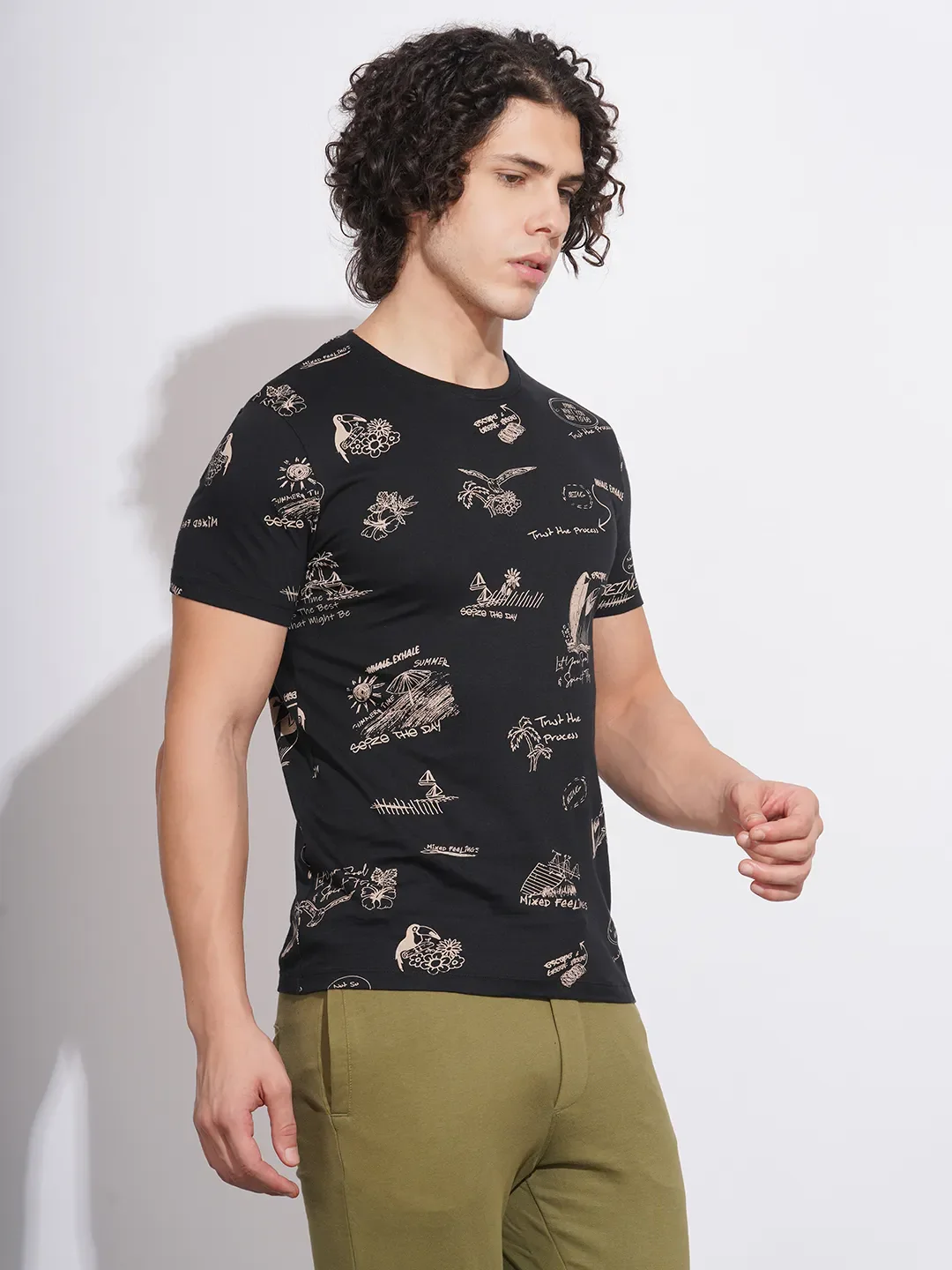 Black Regular Fit Men's Short Sleeves T-Shirt by Being Human Clothing - Image 2